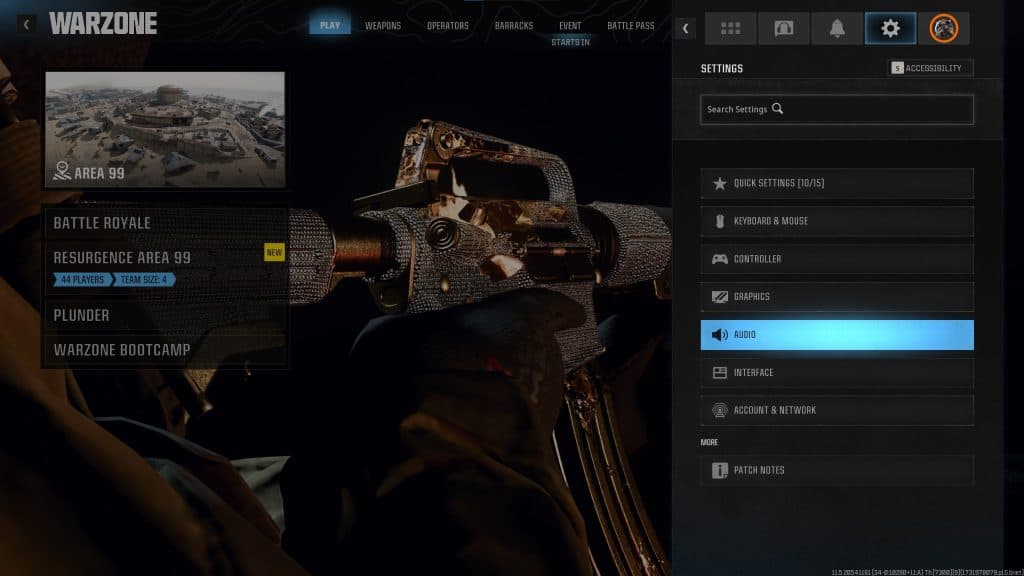 Warzone audio settings menu