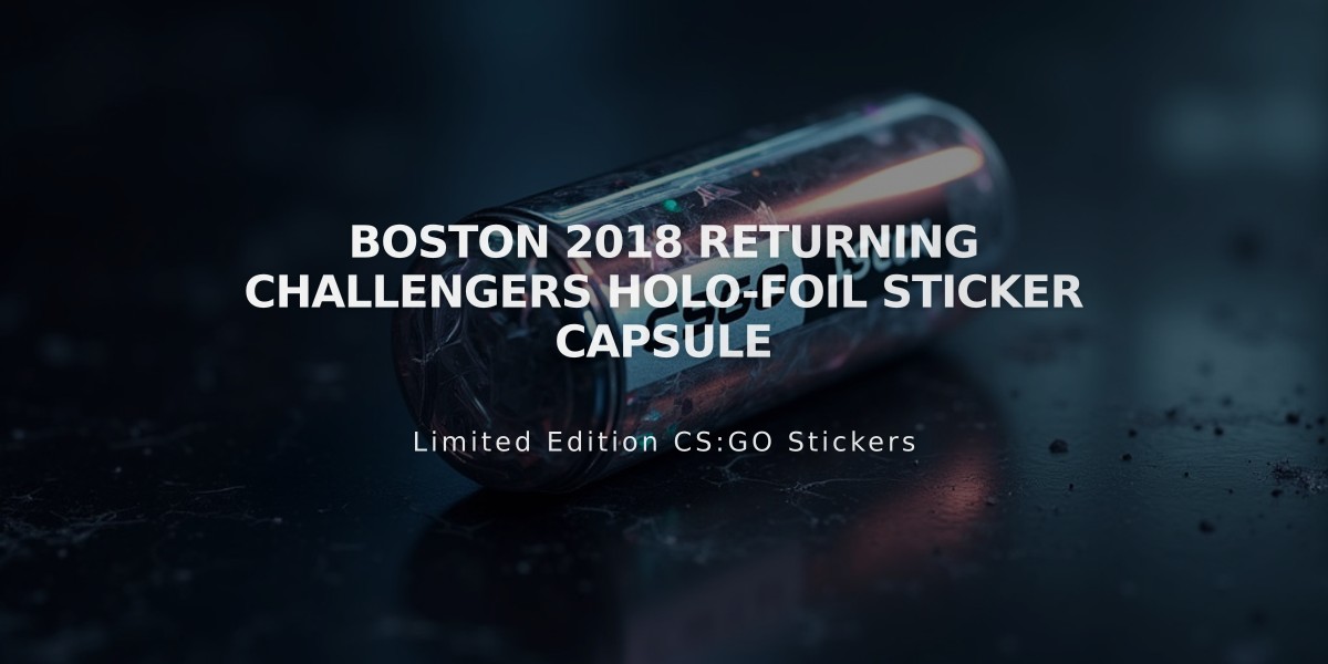 Boston 2018 Returning Challengers Holo-Foil Sticker Capsule