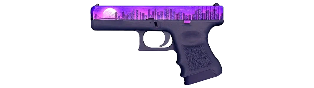 Purple cityscape gun skin design