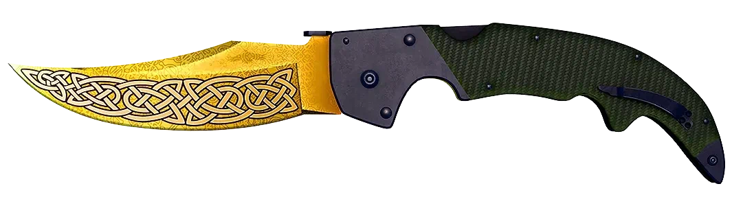 Gold and black switchblade knife