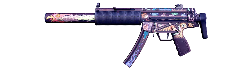 Colorful cartoon gun with skull design