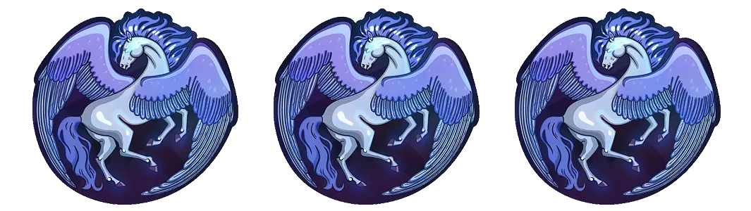 Three white Pegasus logos