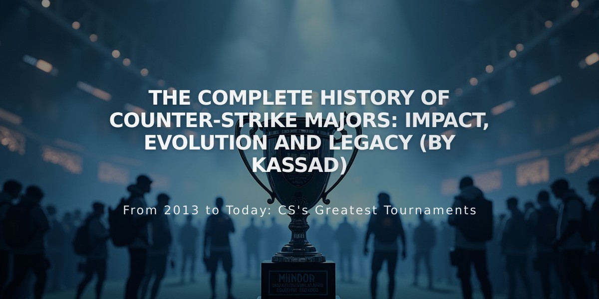 The Complete History of Counter-Strike Majors: Impact, Evolution and Legacy (by Kassad)