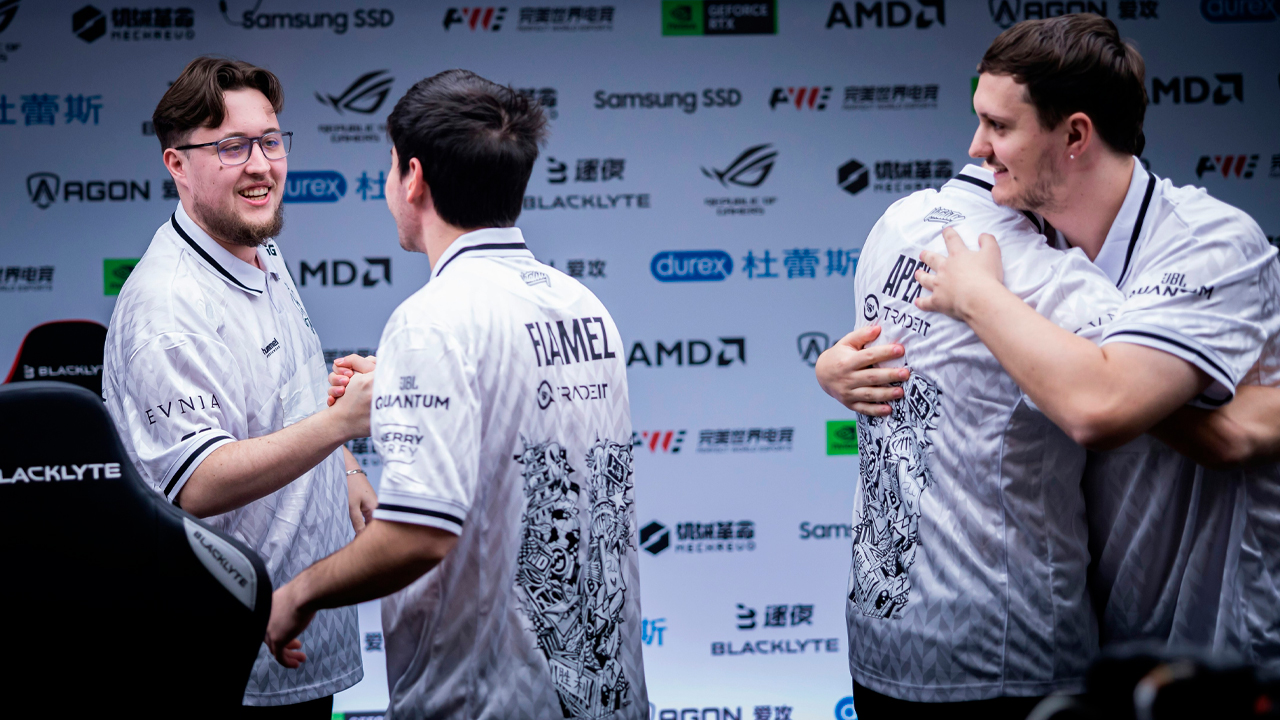 Three men in white shirts