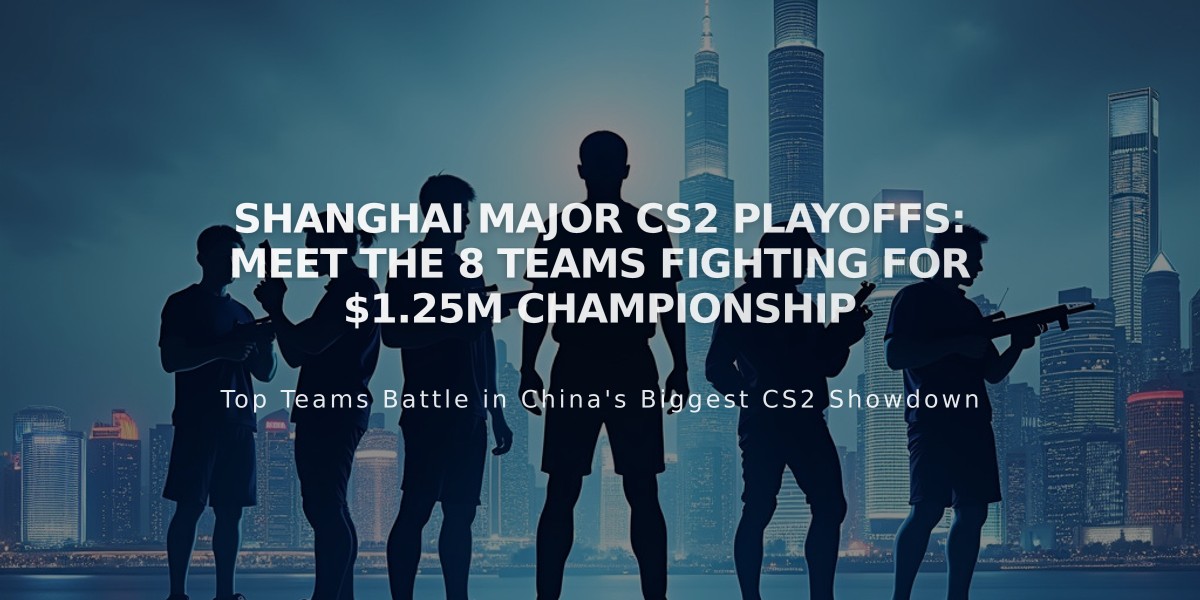 Shanghai Major CS2 Playoffs: Meet the 8 Teams Fighting for $1.25M Championship