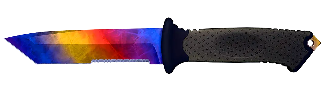 Rainbow marble fade tactical knife