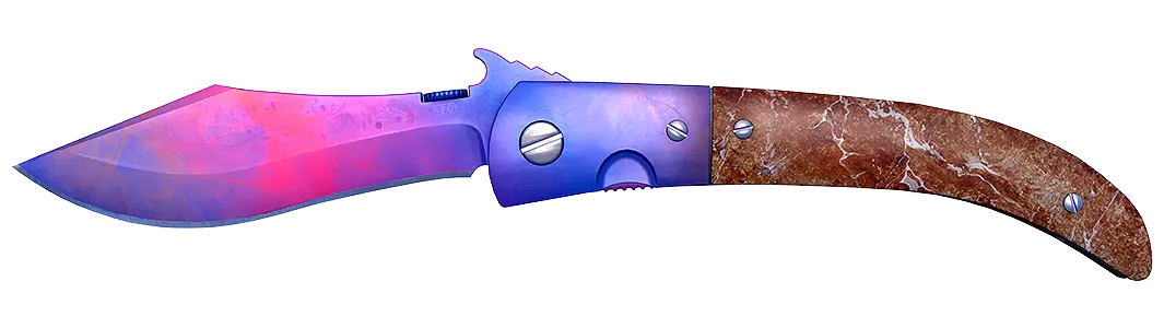 Purple knife with red accents