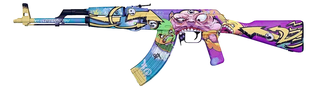 Cartoon AK-47 with monster design