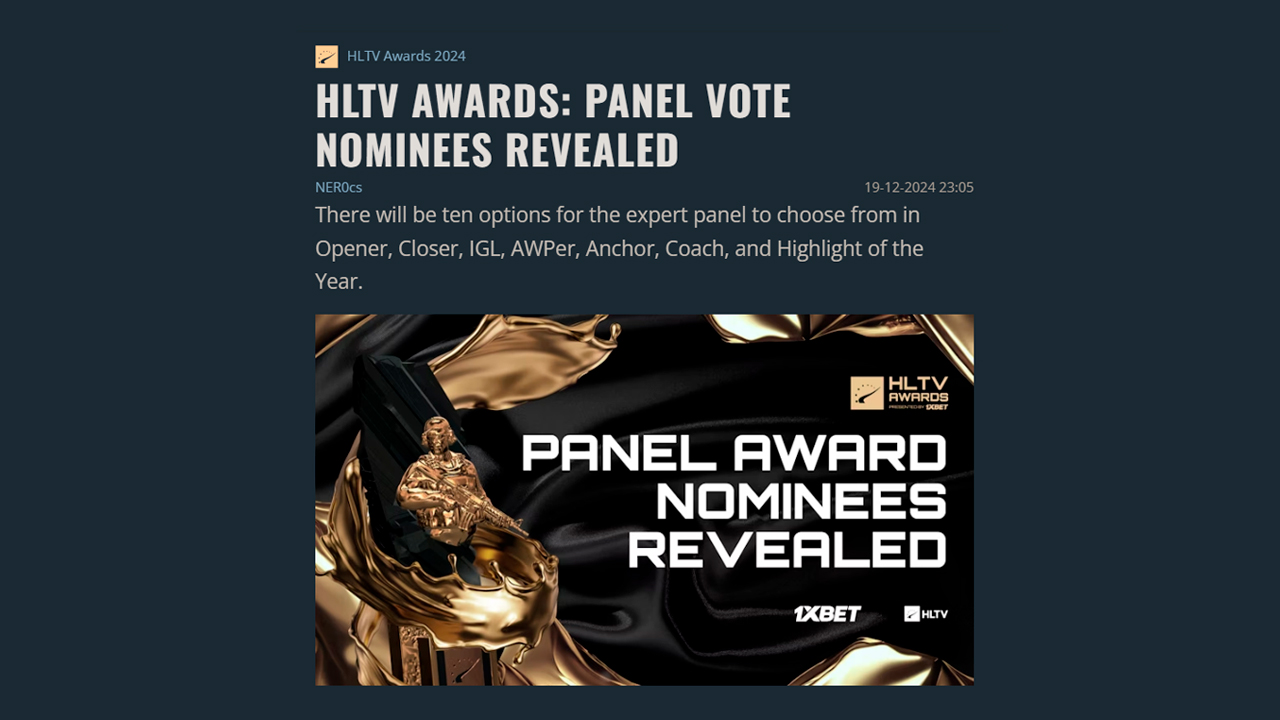 HLTV Panel Award Nominees Vote