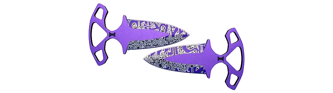 Purple dagger skins with white patterns