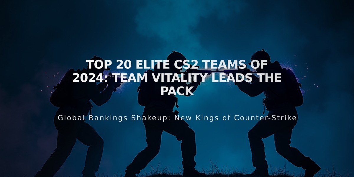 Top 20 Elite CS2 Teams of 2024: Team Vitality Leads the Pack