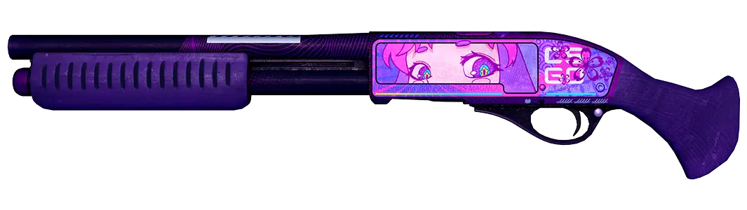 Purple handgun with anime girl skin