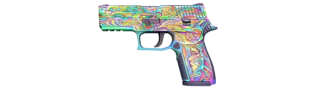 Colorful psychedelic handgun skin design