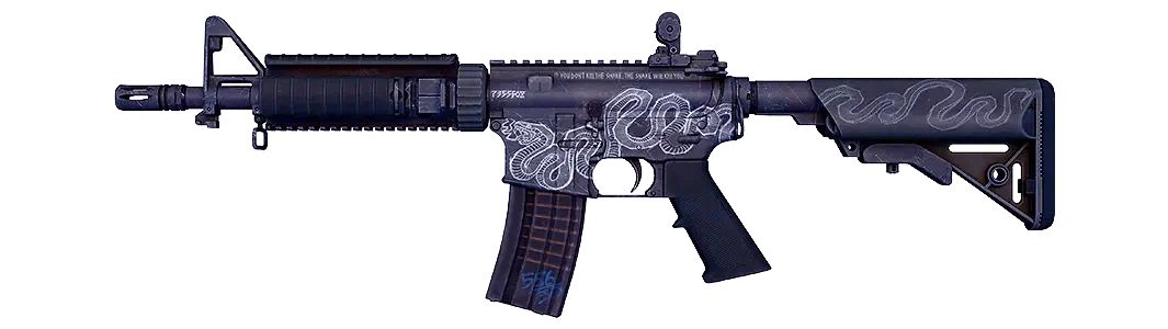 Decorated assault rifle with etched design