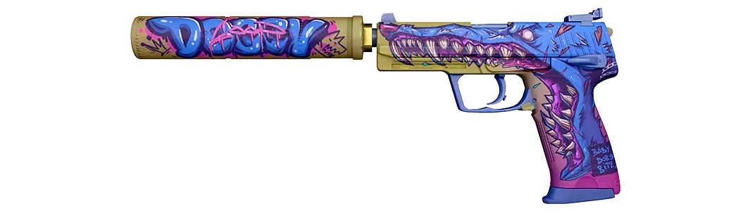 Colorful graffiti handgun skin design