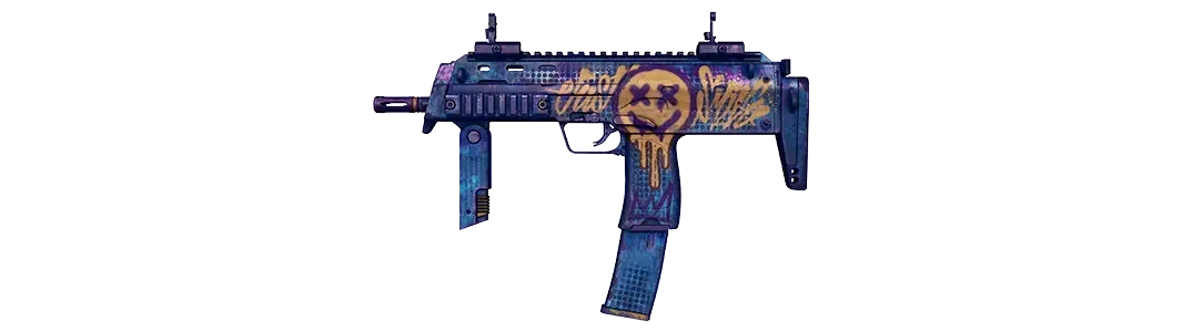 Gun decorated with yellow smiley face