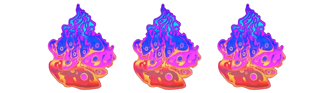 Holographic liquid fire logo design