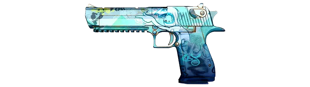 Blue Desert Eagle handgun tilted