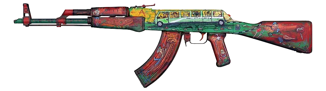 Colorful graffiti on assault rifle