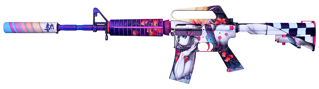 Pixelated vaporwave gun design