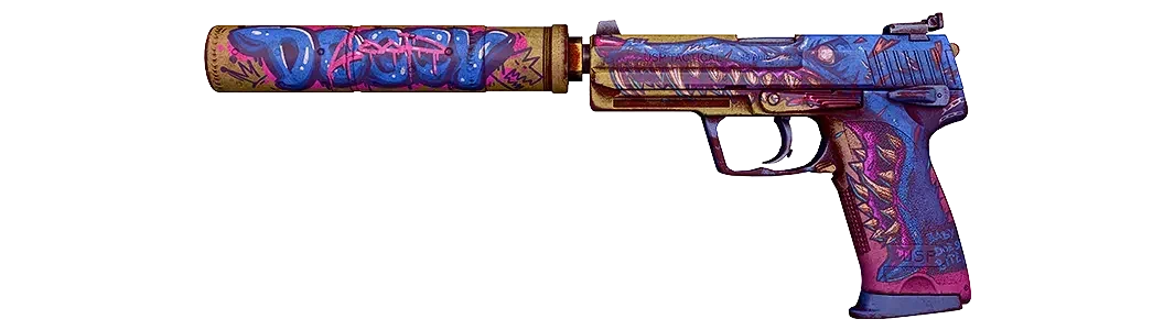 Colorful graffiti on gun glock