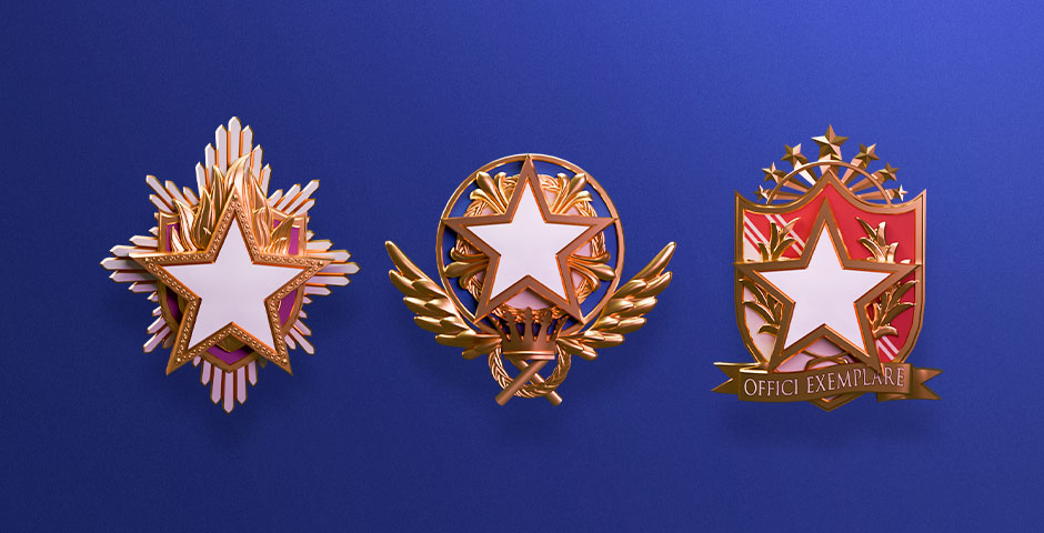 CS2 star-shaped service medal designs