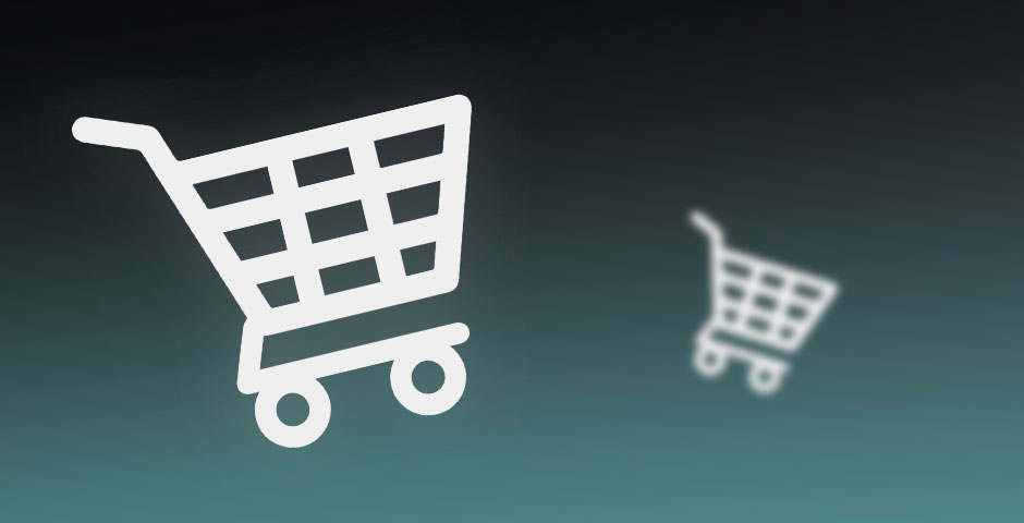 Two shopping carts on gradient background