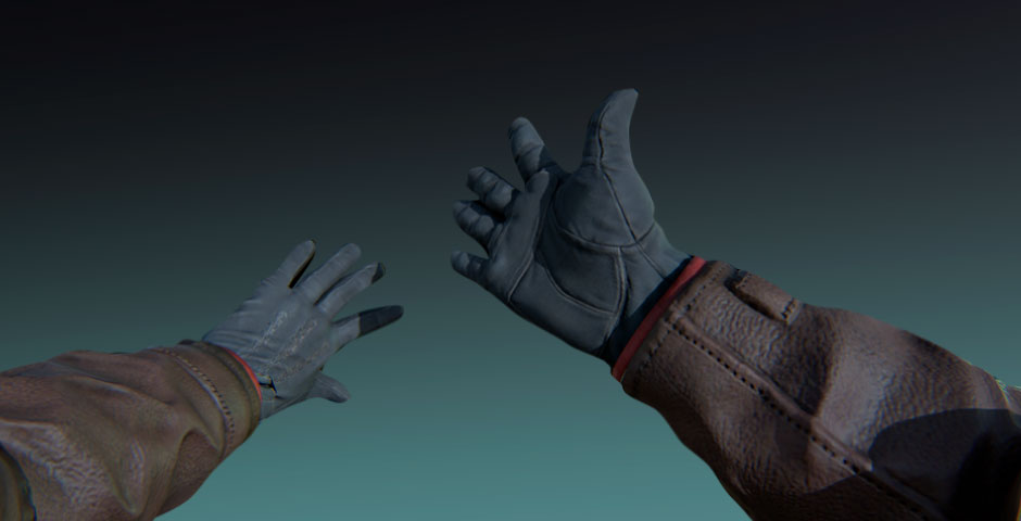 Gloved hands gesturing during gameplay