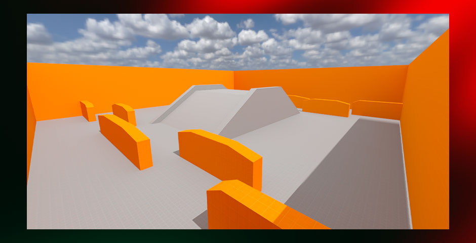 Gray 3D skate park structure