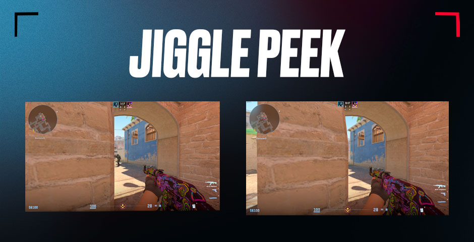 First-person shooter game showing jiggle peek