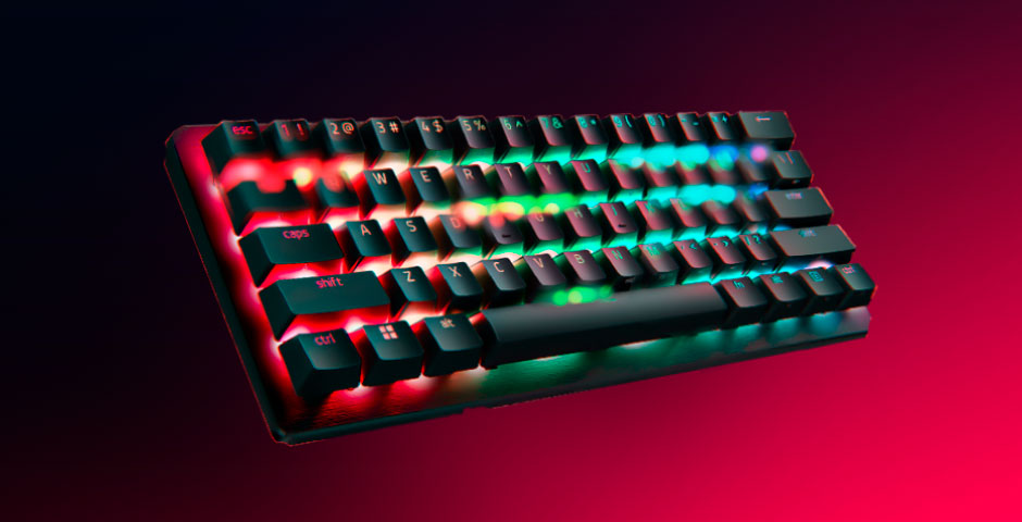 Gaming keyboard with colored backlighting