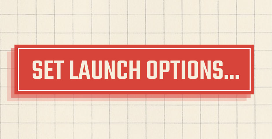 Red button with launch options text