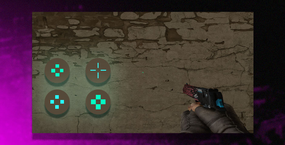 CS2 gaming crosshair with menu options