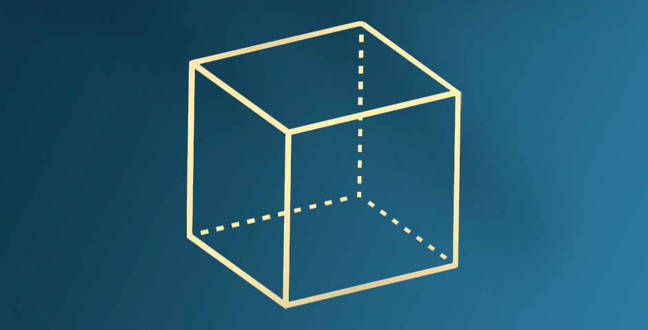 Geometric cube on dark background