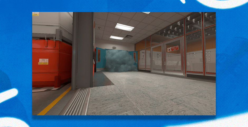 Industrial entrance with smoke effects