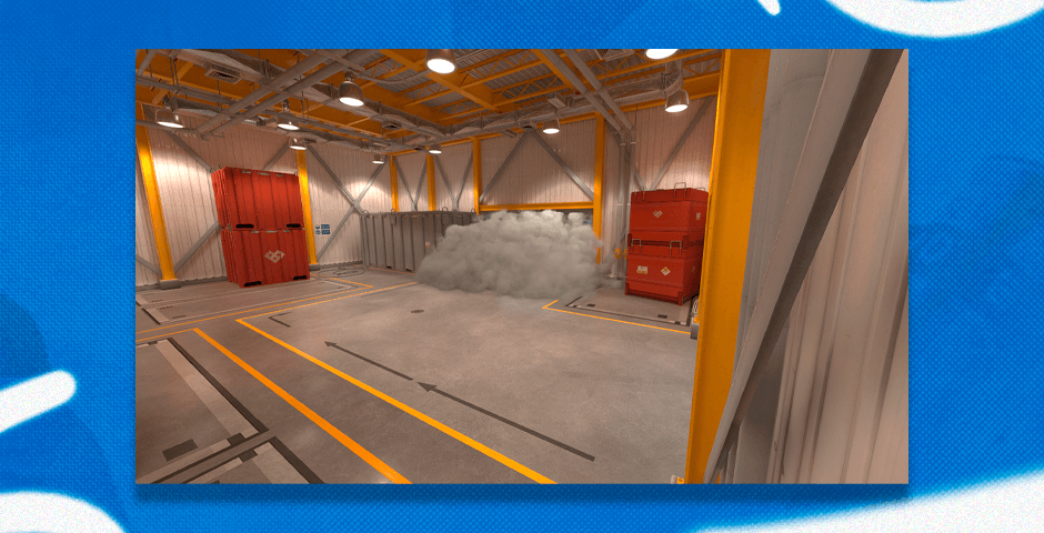 Smoke-filled garage in CS2 map