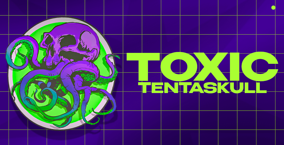 Toxic purple skull with green tentacles