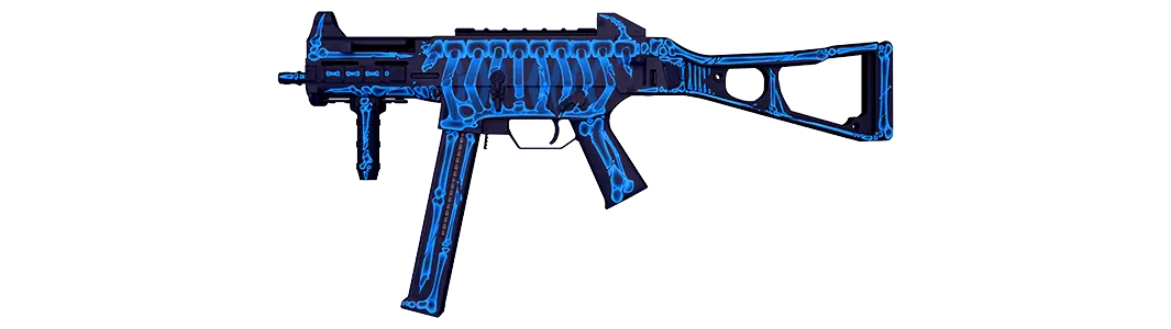 Blue skeleton machine gun pattern