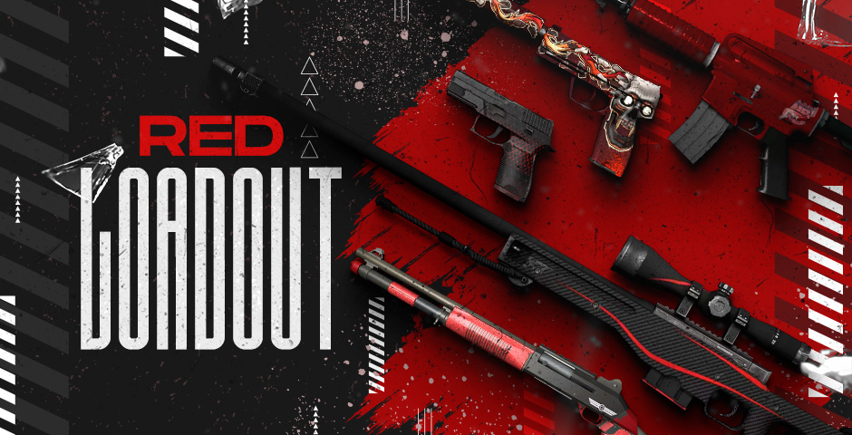 Gaming weapons with red details