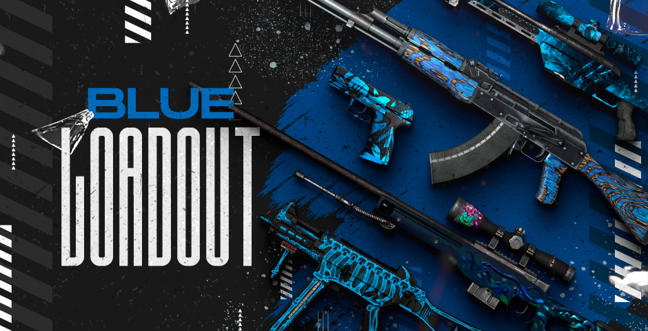 Blue weapons on dark background