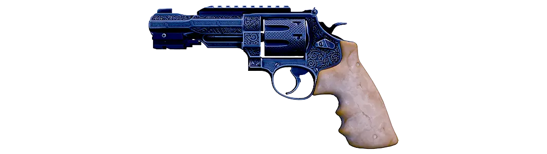 Blue decorated gun with detailed pattern