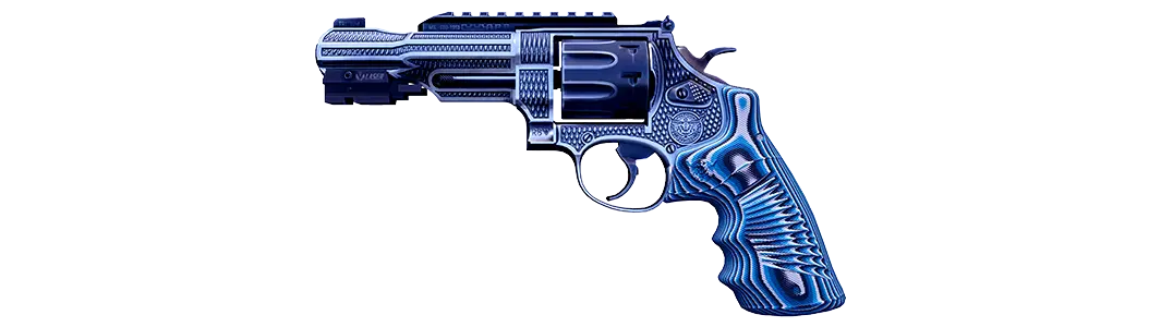 Pistol with metallic blue grip