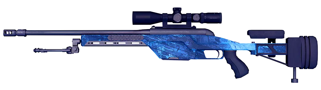 Blue sniper rifle with scope