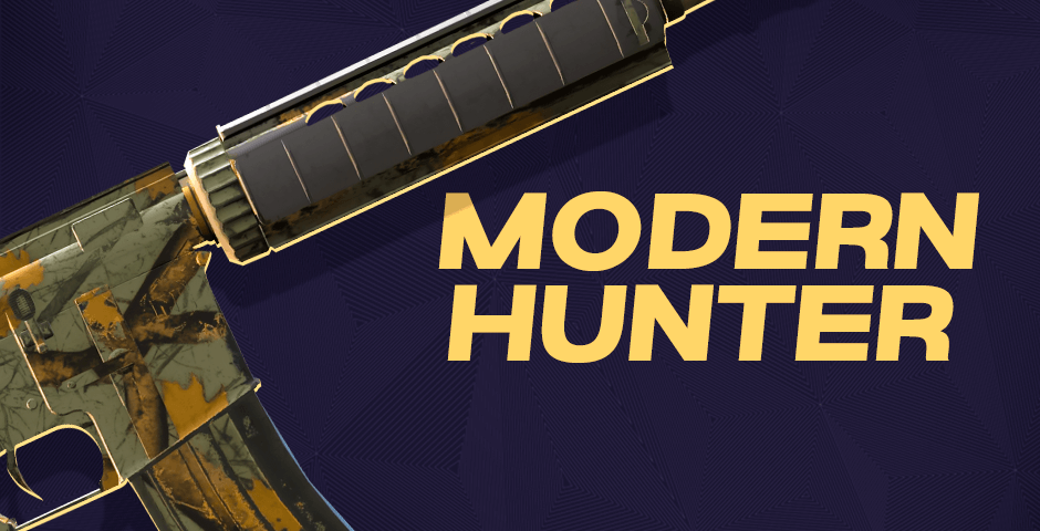 Modern Hunter game logo with gun