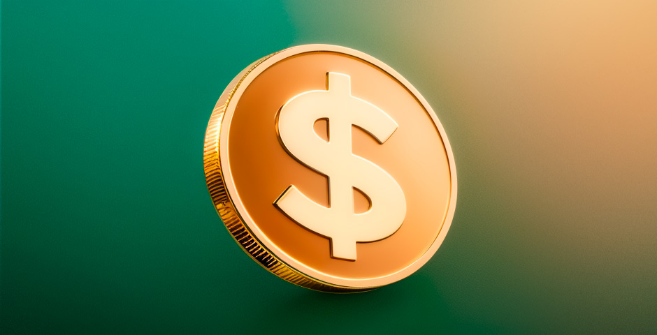 Gold dollar coin icon