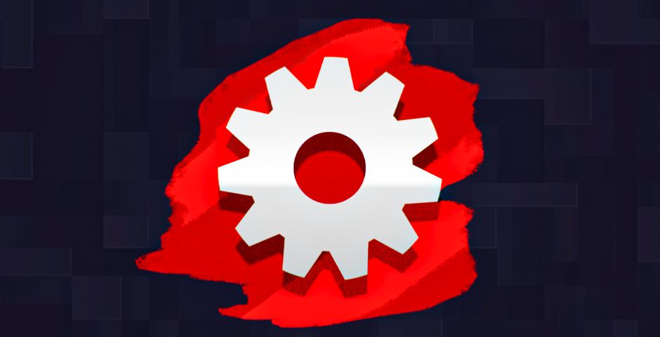 Gear icon with red paintbrush