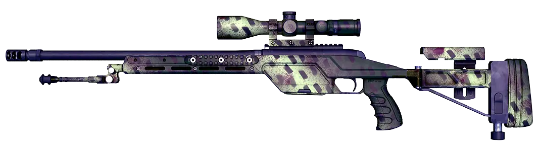 Camouflage rifle with lichen pattern