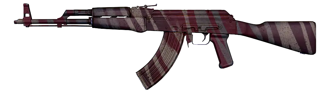 Red and white AK-47 rifle