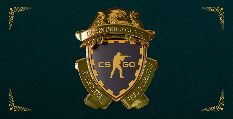 CS:GO golden shield logo with knight