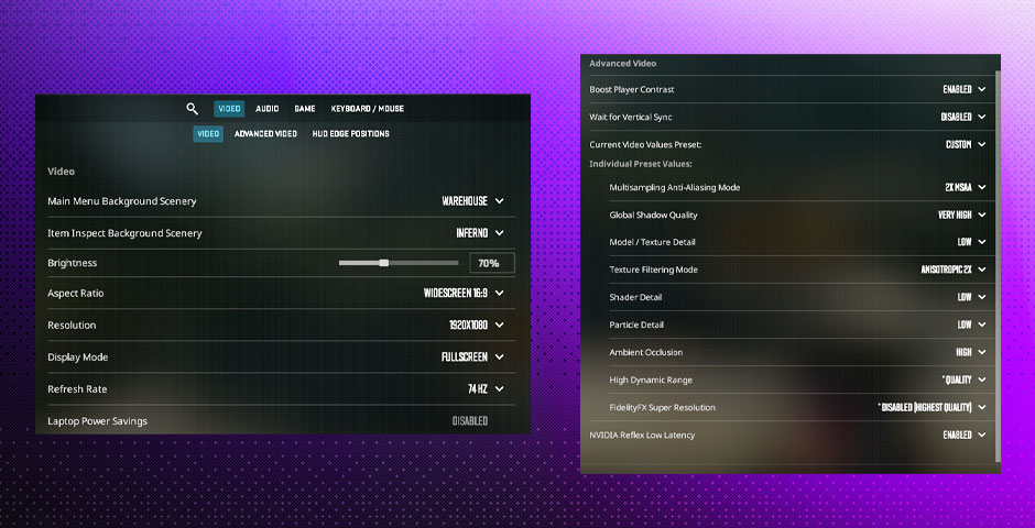 Input lag settings optimization screen